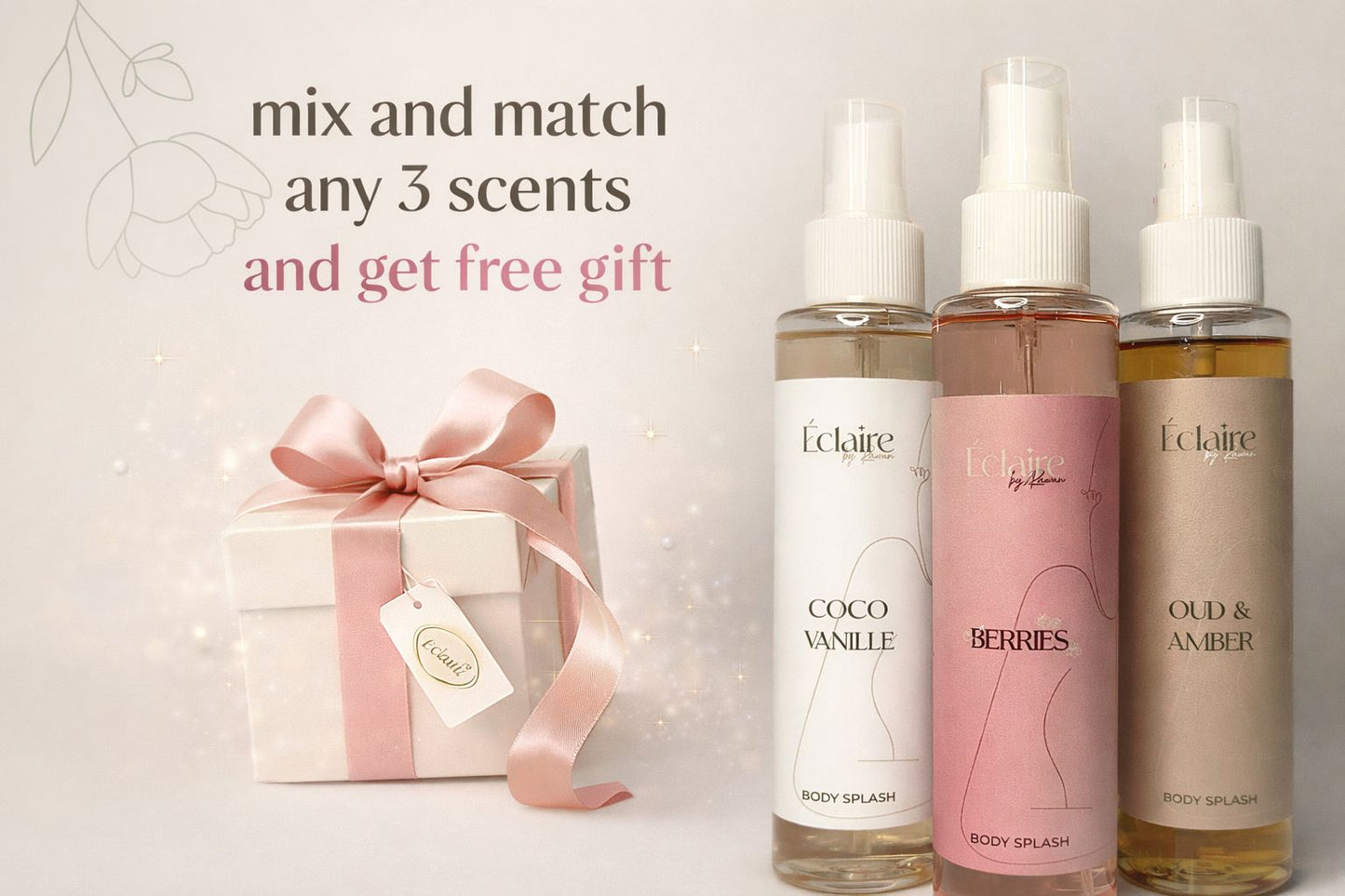 BODY SPLASH OFFER — Mix & Match Any 3 + Free Gift